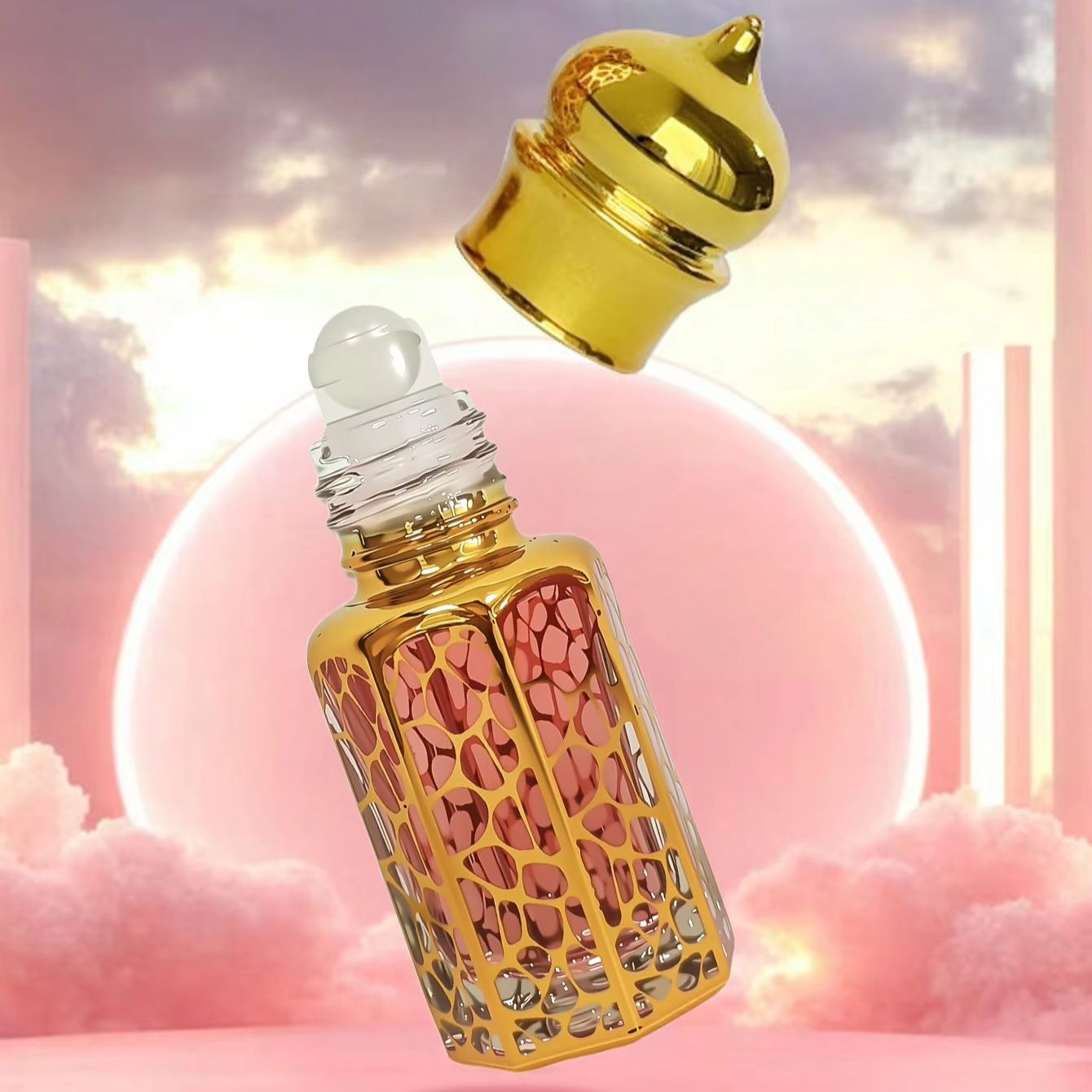 Perfume Fragrance Oil - 10ml Arabische Blumenduft-Ätherische-Öl-Fläschchen Tragbarer Mini-Parfüm-Spender Reise-Roller-Duftbehälter